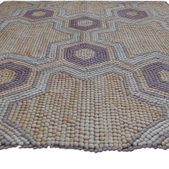 Hooked Rug in Tan, Lavender and Taupe "Hexa Drift" by Doris Leslie Blau