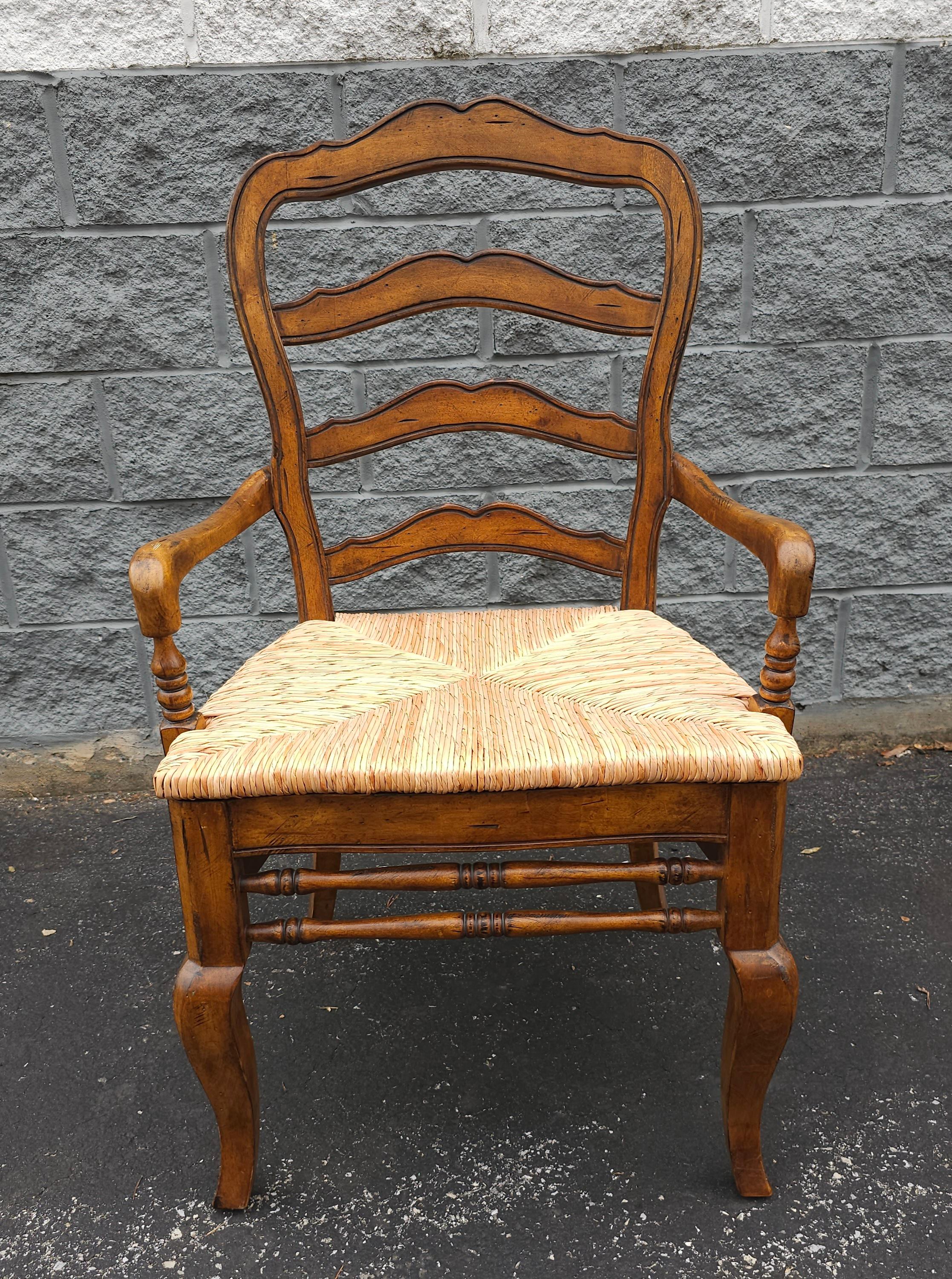 French Provincial Hooker Furniture Provincial Style Rush Seat Arm Chair For Sale