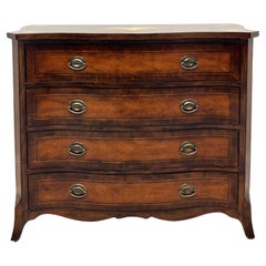 HOOKER Mahogany Hepplewhite Serpentine Banded Four-Drawer Bachelor Chest