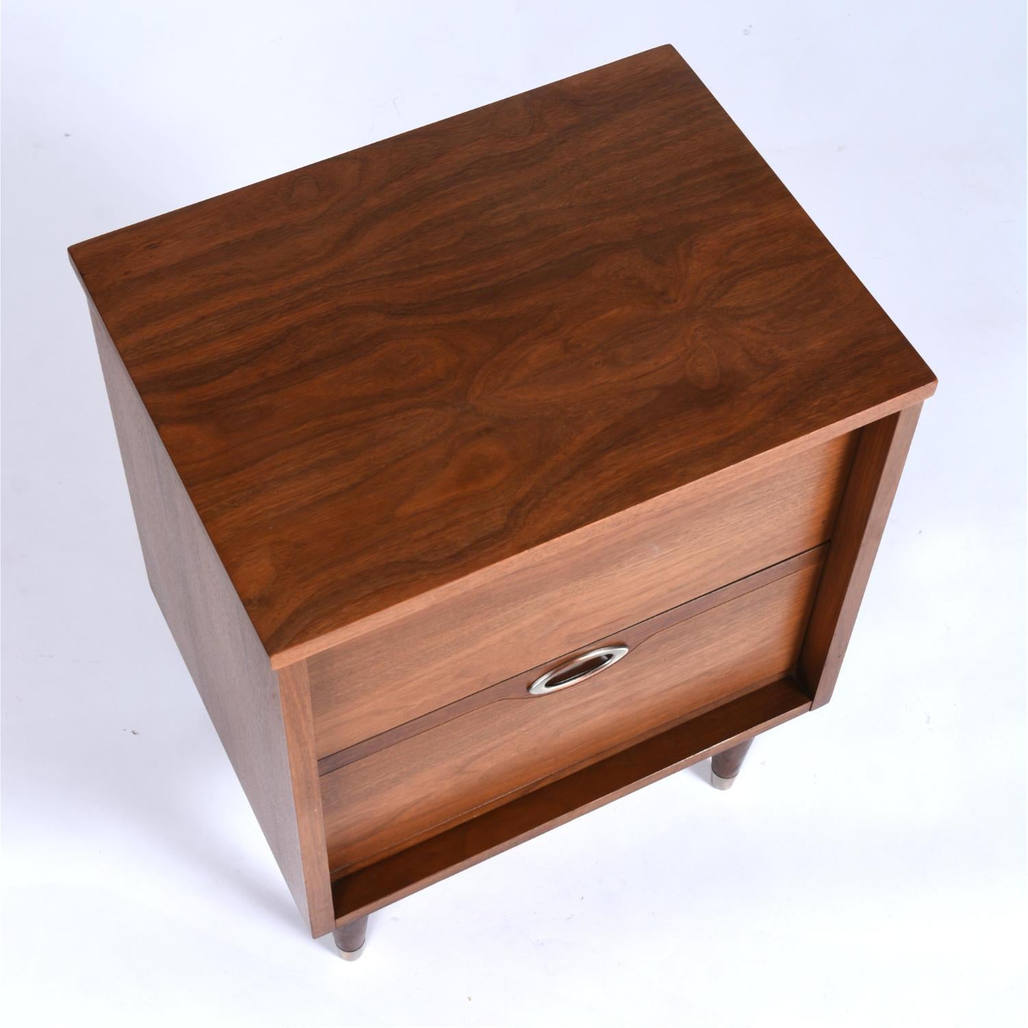 Mid-20th Century Hooker Mainline Two Drawer Walnut Nightstand