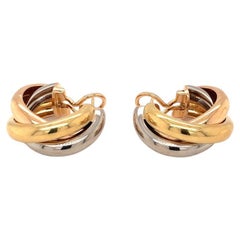 Hoop 18K Gold Trinity Collection Earrings by Cartier, circa 2000s