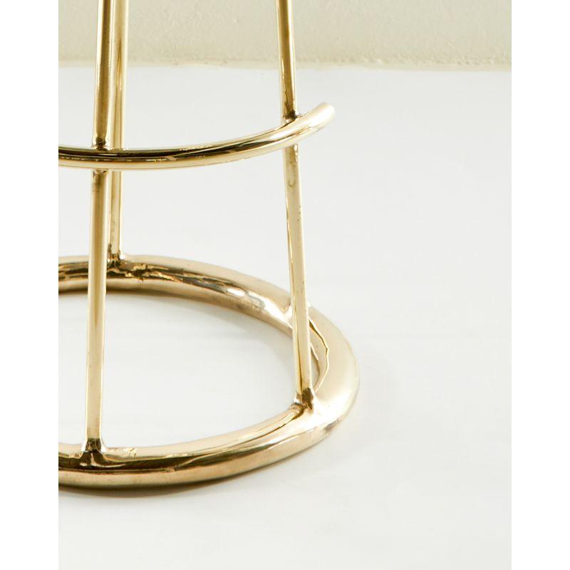 Hoop barhocker - messing skulpturales design mit grauem polster von Misaya (Thailändisch) im Angebot