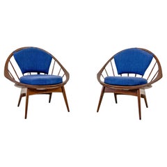 Hoop Chairs, A Pair,  by Ib Kofod-Larsen for Selig, Denmark, c. 1964