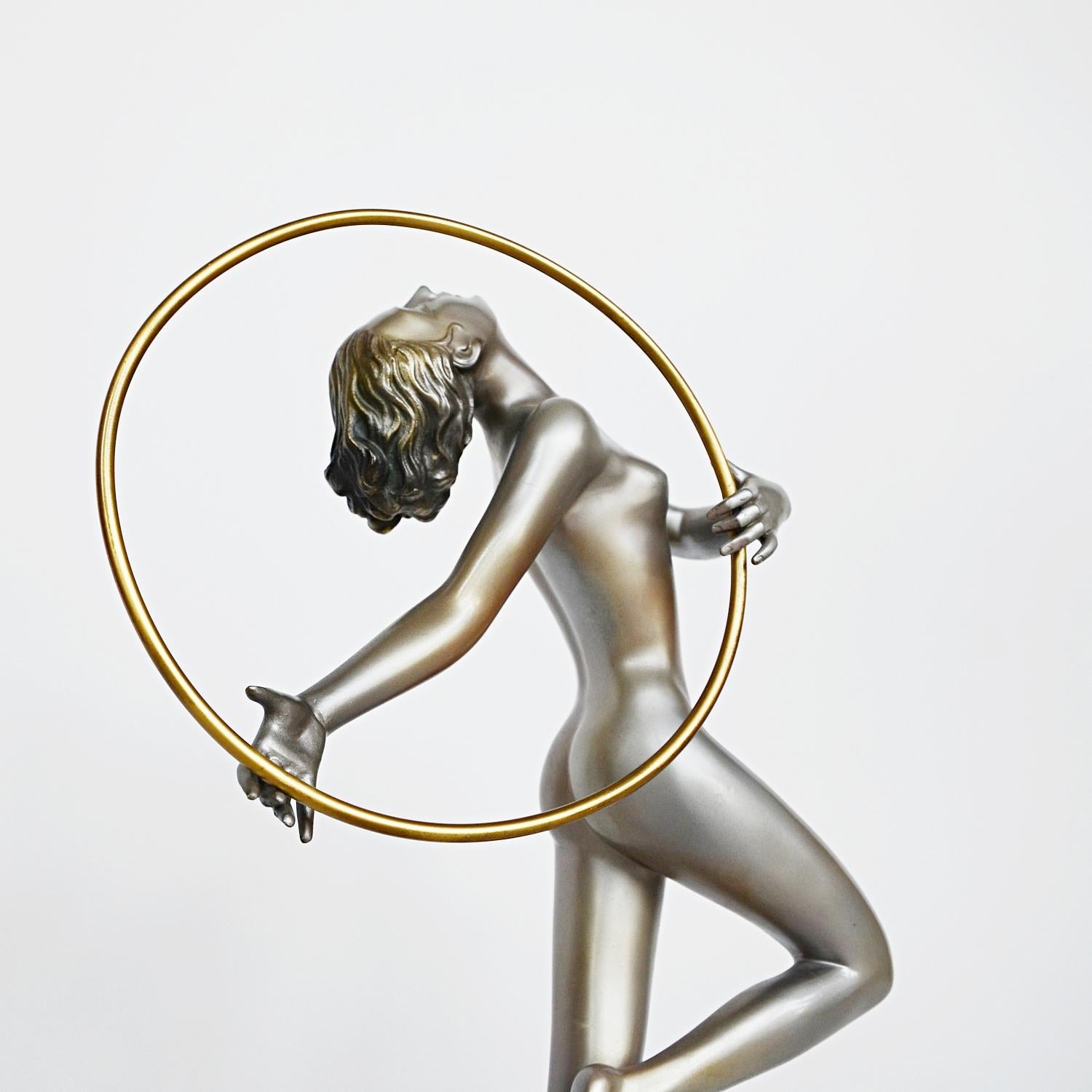 'Hoop Dancer' an Original Art Deco Bronze Sculpture by Josef Lorenzl 7