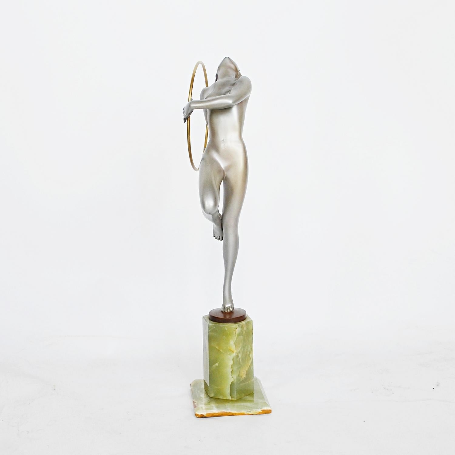'Hoop Dancer' an Original Art Deco Bronze Sculpture by Josef Lorenzl 8