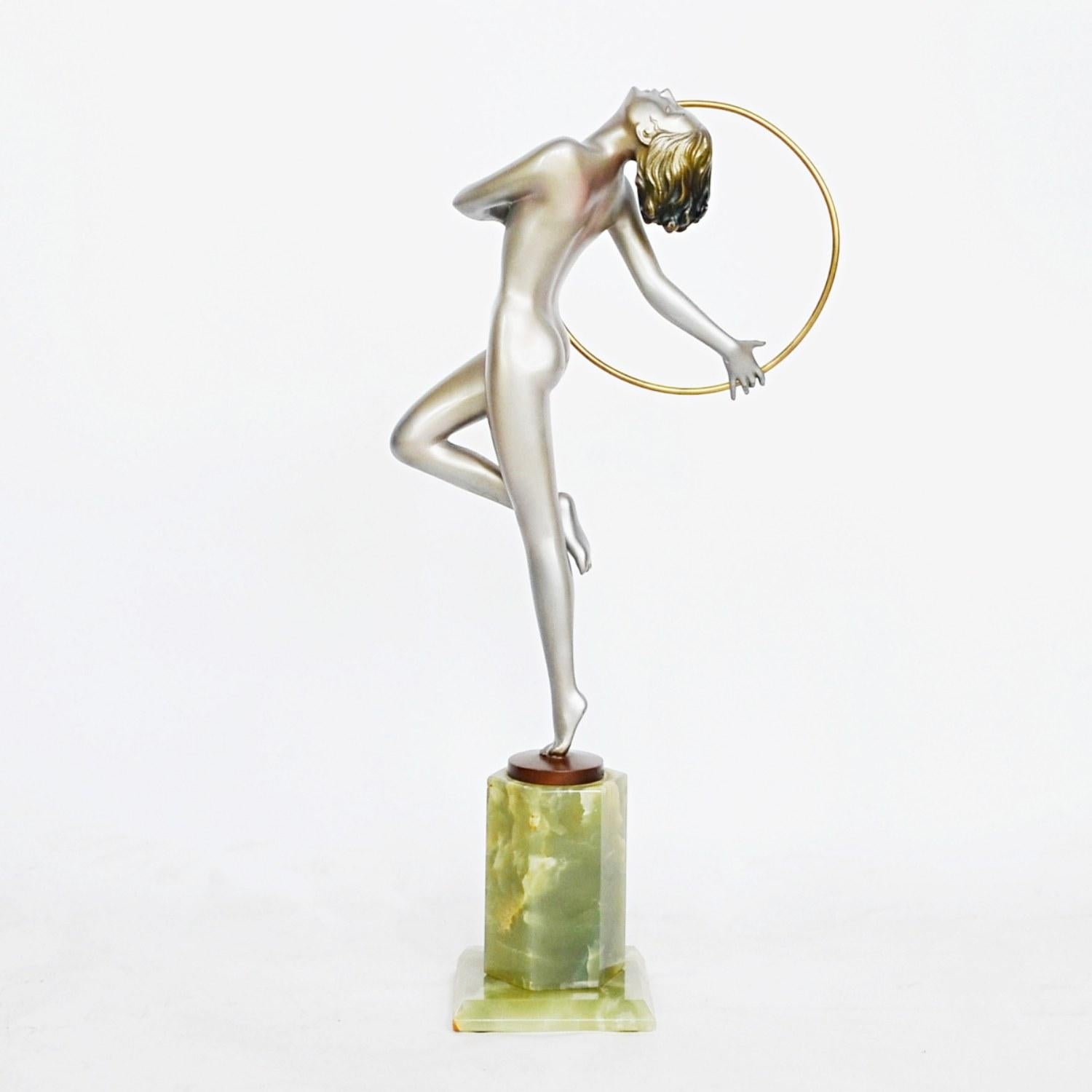 Austrian 'Hoop Dancer' an Original Art Deco Bronze Sculpture by Josef Lorenzl