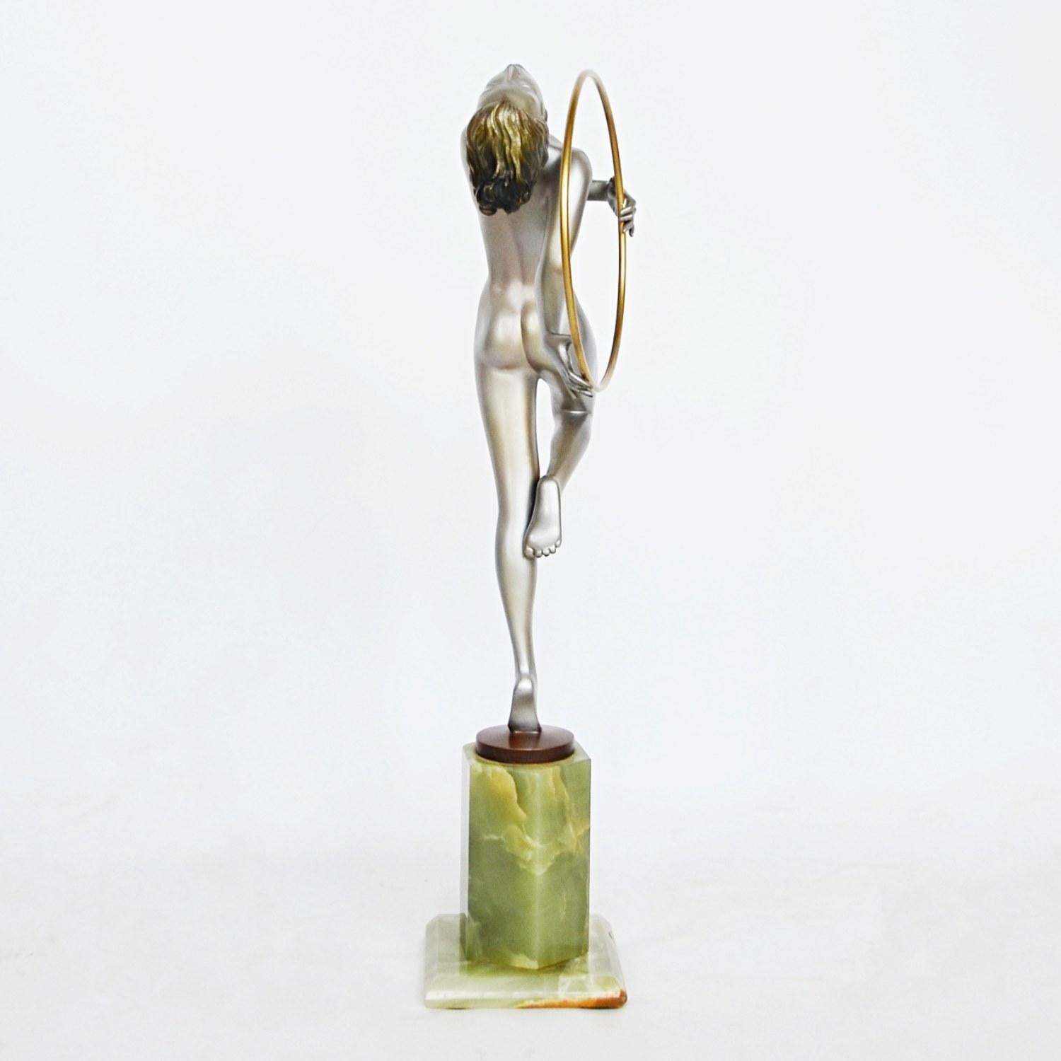 'Hoop Dancer' an Original Art Deco Bronze Sculpture by Josef Lorenzl In Excellent Condition In Forest Row, East Sussex