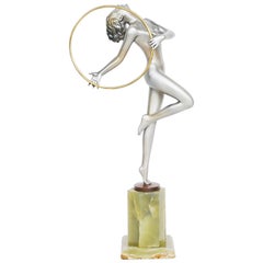 'Hoop Dancer' an Original Art Deco Bronze Sculpture by Josef Lorenzl