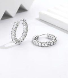Hoop Earring For Women 925 Sterling Silver Moissanite Round Earring Gift For Her