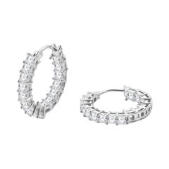 Hoop Earring For Women 925 Sterling Silver Moissanite Round Earring Gift For Her