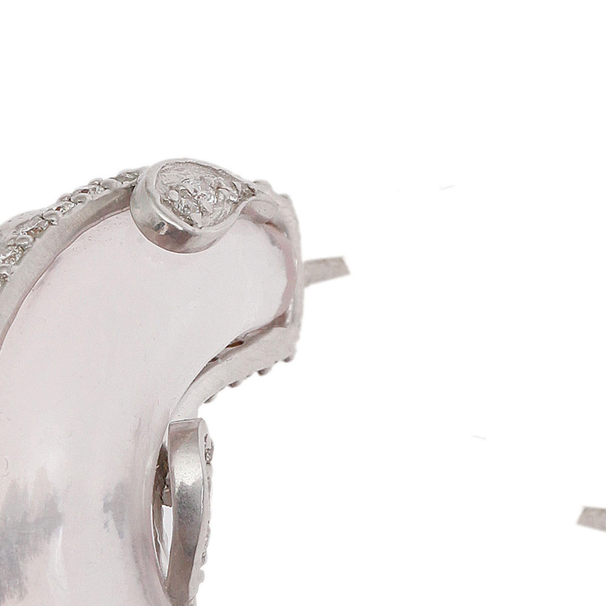 Taille rose Boucles d'oreilles en or 18 carats avec quartz rose sculpté et diamants de 0,71 carat en vente