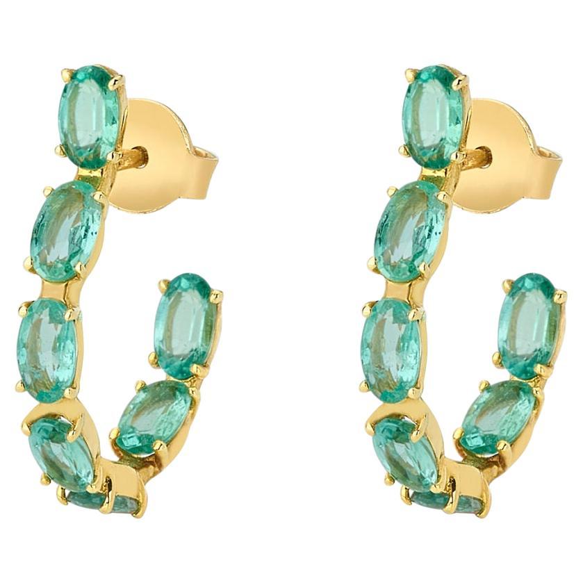 Ohrring mit Smaragden aus 18k Gelbgold