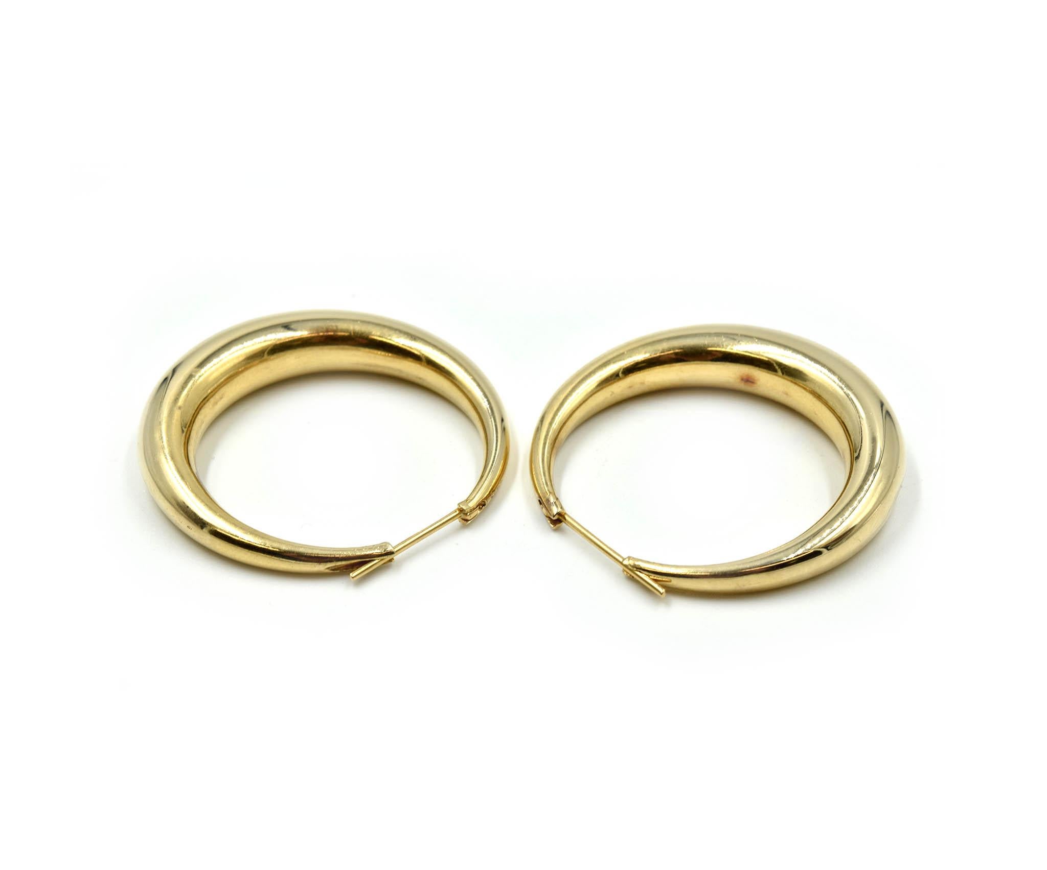 Modern Hoop Earrings 14 Karat Yellow Gold
