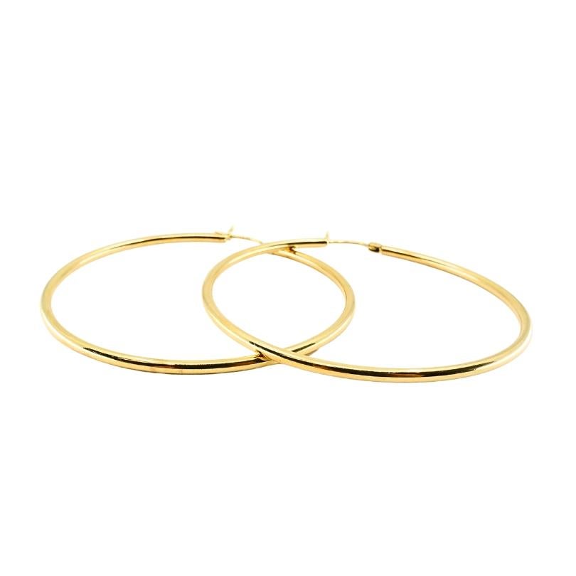 Donna Orecchini a cerchio in oro 14k a filo Dimensione media in vendita