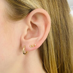 2mm Hoop Earrings 15mm Diameter 14K Yellow Gold, Wide Hollow Tube, Hinge Clasp