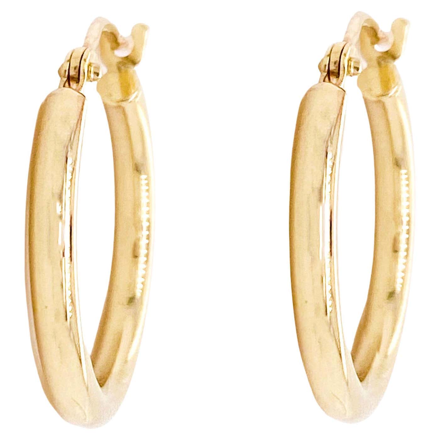 17mm Classic Hoop Earrings 14K Yellow Gold High Polish Tube Hoops For 17mm-classic-hoop-earrings-14k-yellow-gold-high-polish-tube-hoops-for