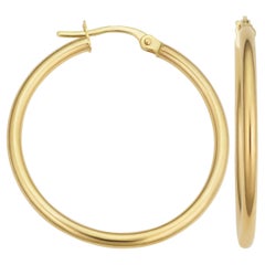 Hoop Earrings 14K Yellow Gold Bead Earrings