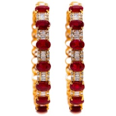 Hoop Earrings 8.39 Carat Rubies and 1.14 Carat Diamonds 18 Karat Gold