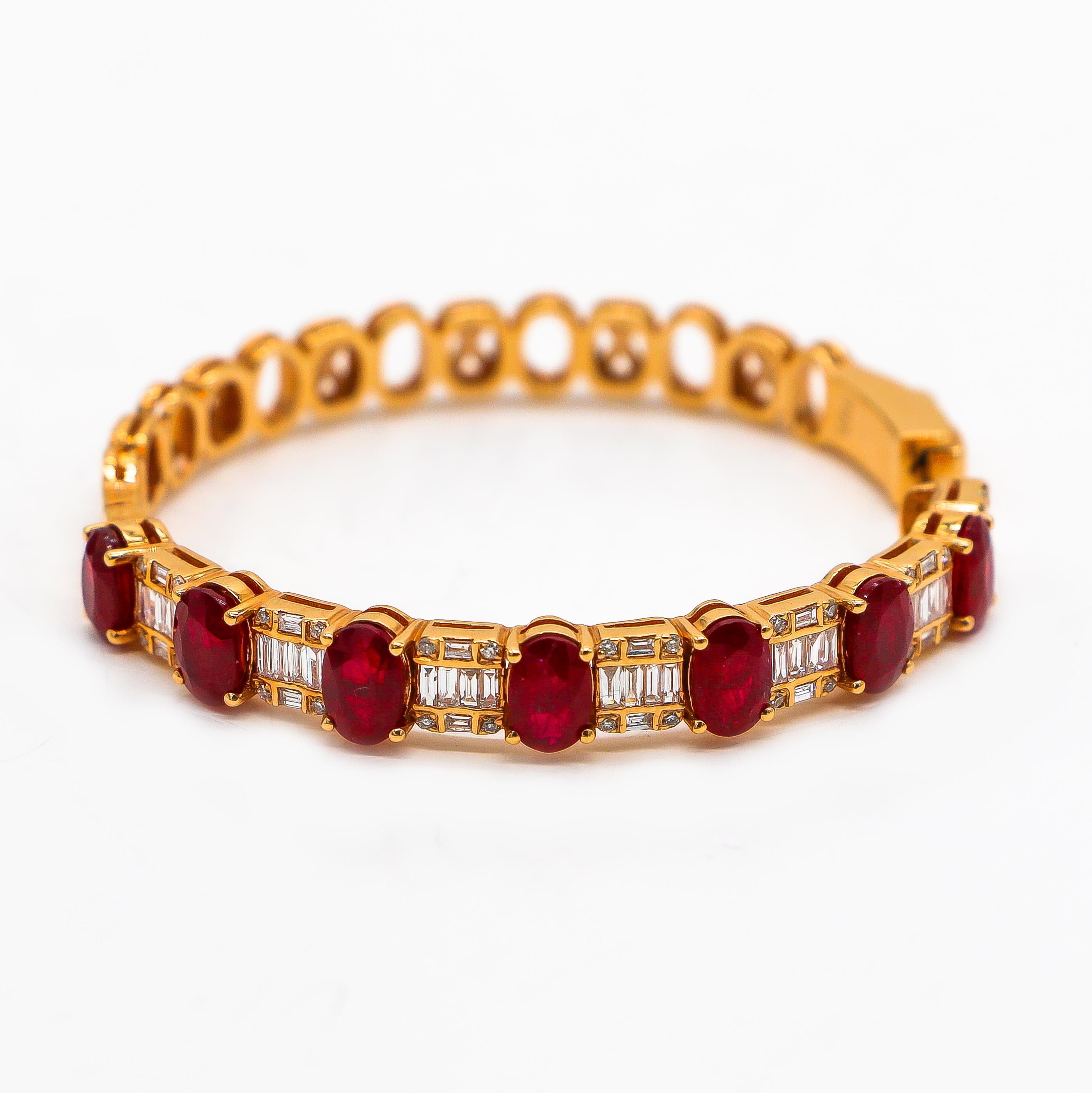 Modern Hoop Earrings 8.39 Carat Rubies and 1.14 Carat Diamonds 18 Karat Gold