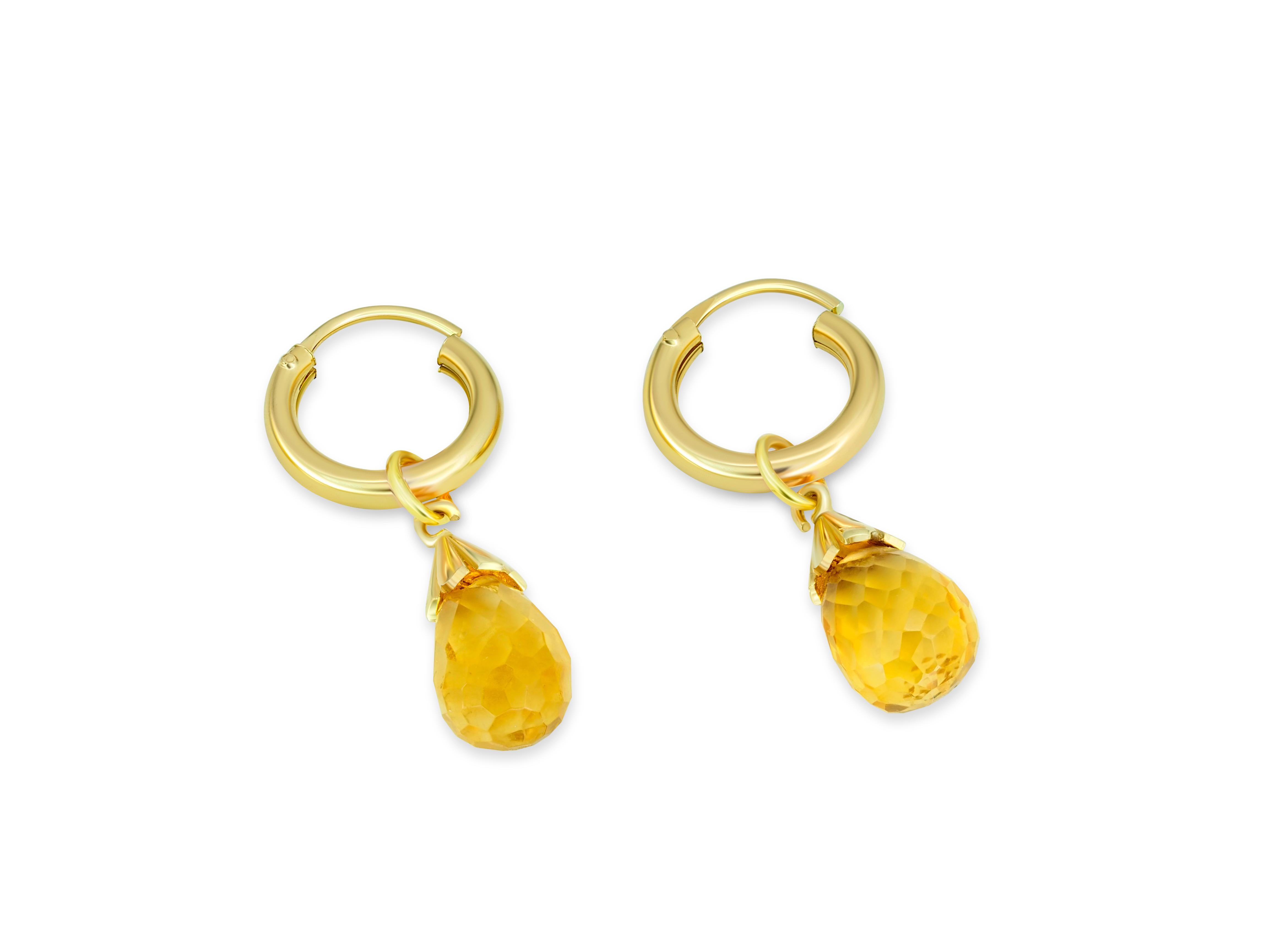 Citrine huggy hoop earrings. Danity hoops in 14k gold. 2 ways wearrable earrings. Citrine Briolette Drop Hoop  Earrings in 14k Gold. Hoop earrings and citrine briolette charms. 

Hoops earrings can be worn separately without briolettes and with