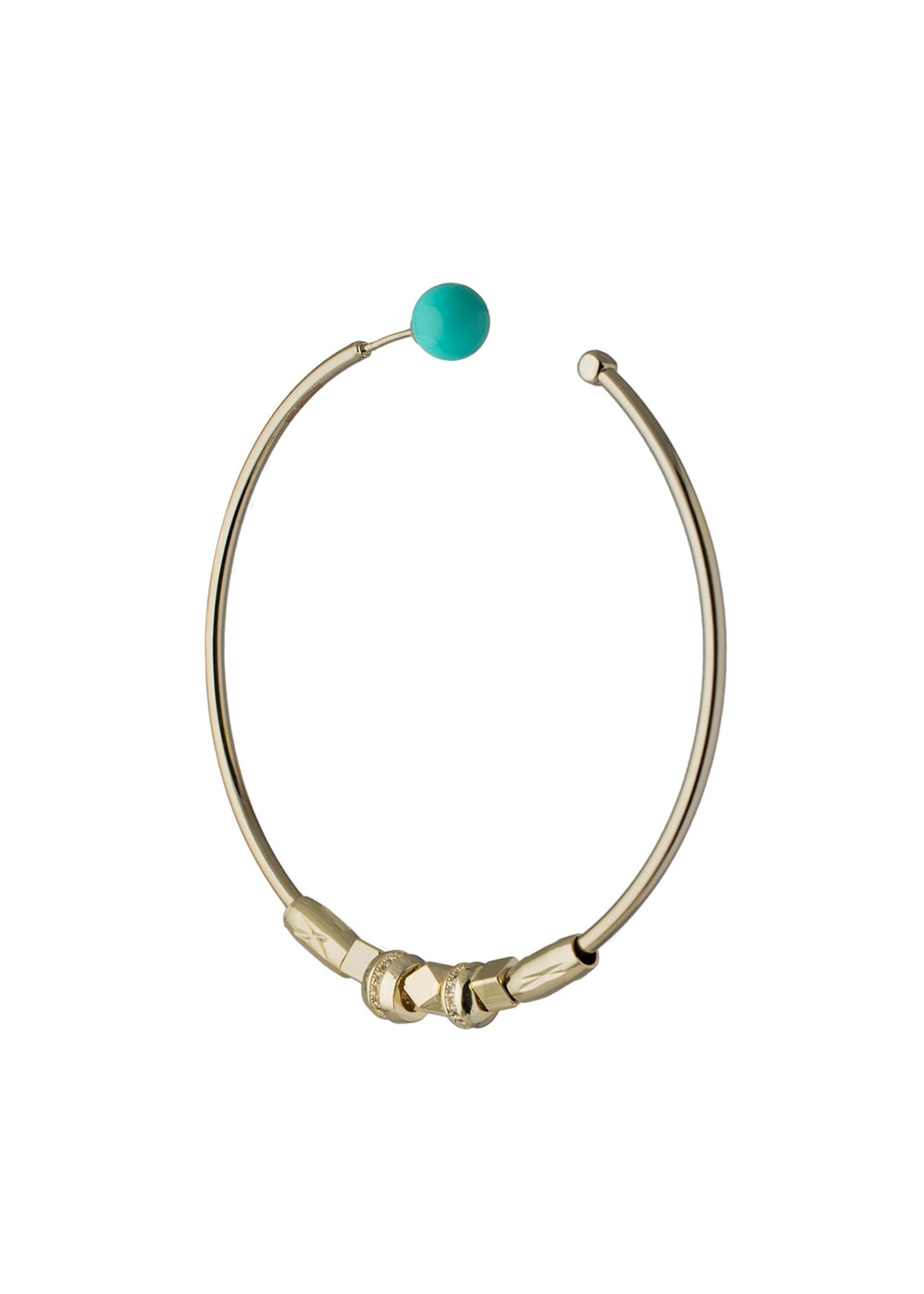 Women's Hoop Earrings with Freshwater Pearl and Turquoise Stoppers from IOSSELLIANI For Sale