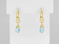 Hoop Earrings and Topazs Briolette Charms in 14k Gold