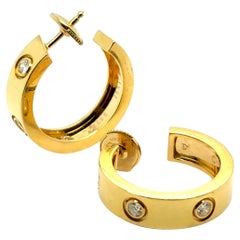 Hoop Earrings by Cartier Love Collection with Diamond 18K Yellow Gold