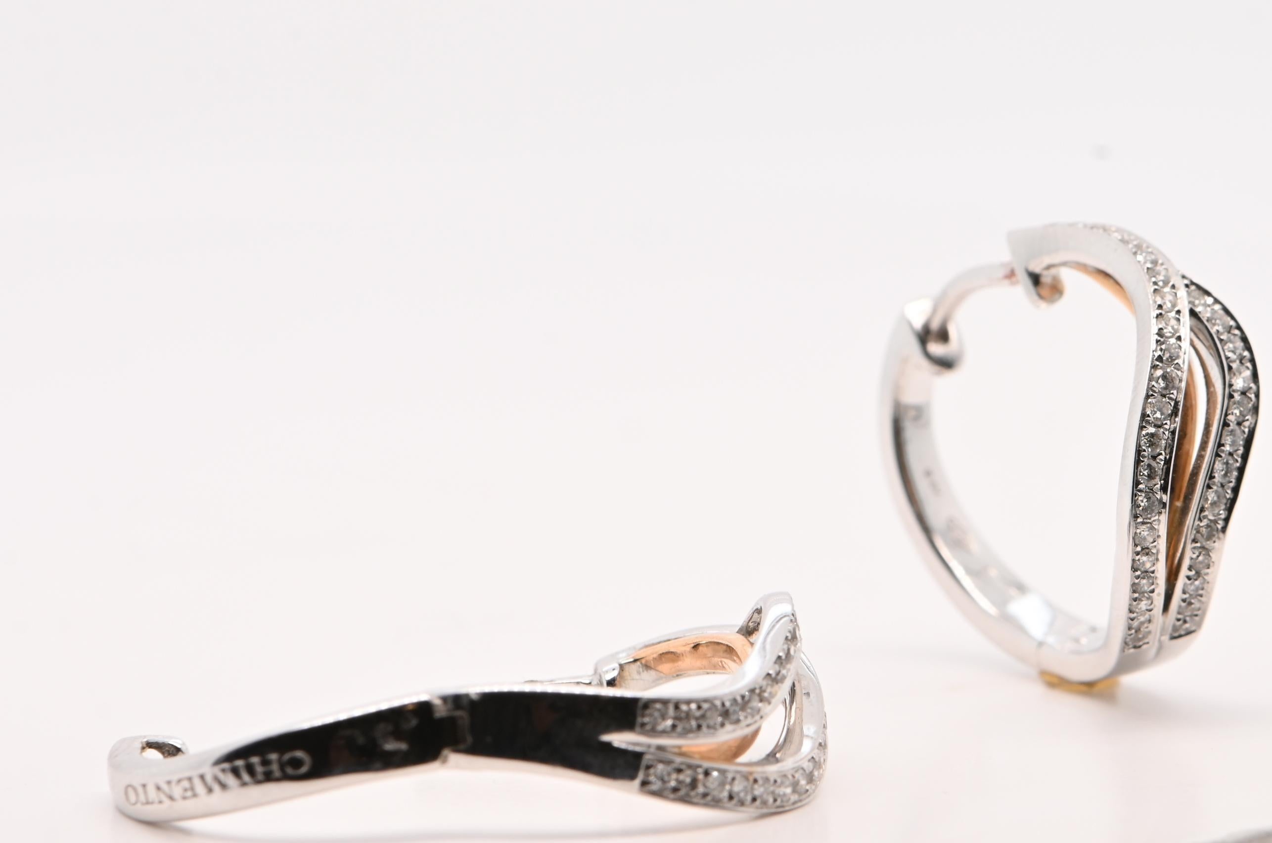 Hoop Earrings, Diamonds 0 . 310 Carats, Two-Tones Gold 18K In New Condition For Sale In Vannes, FR