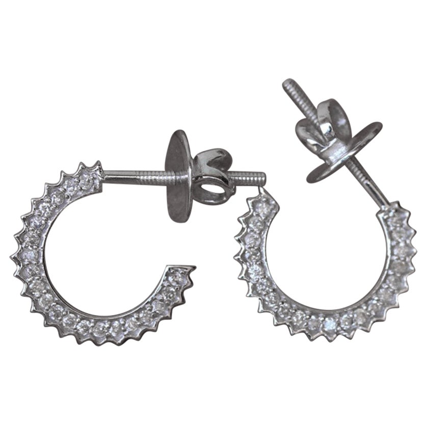 Hoop Earrings For Women 14k Solid Gold Natural Pave Diamond Anniversary Gift.
