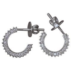 Hoop Earrings For Women 14k Solid Gold Natural Pave Diamond Anniversary Gift.