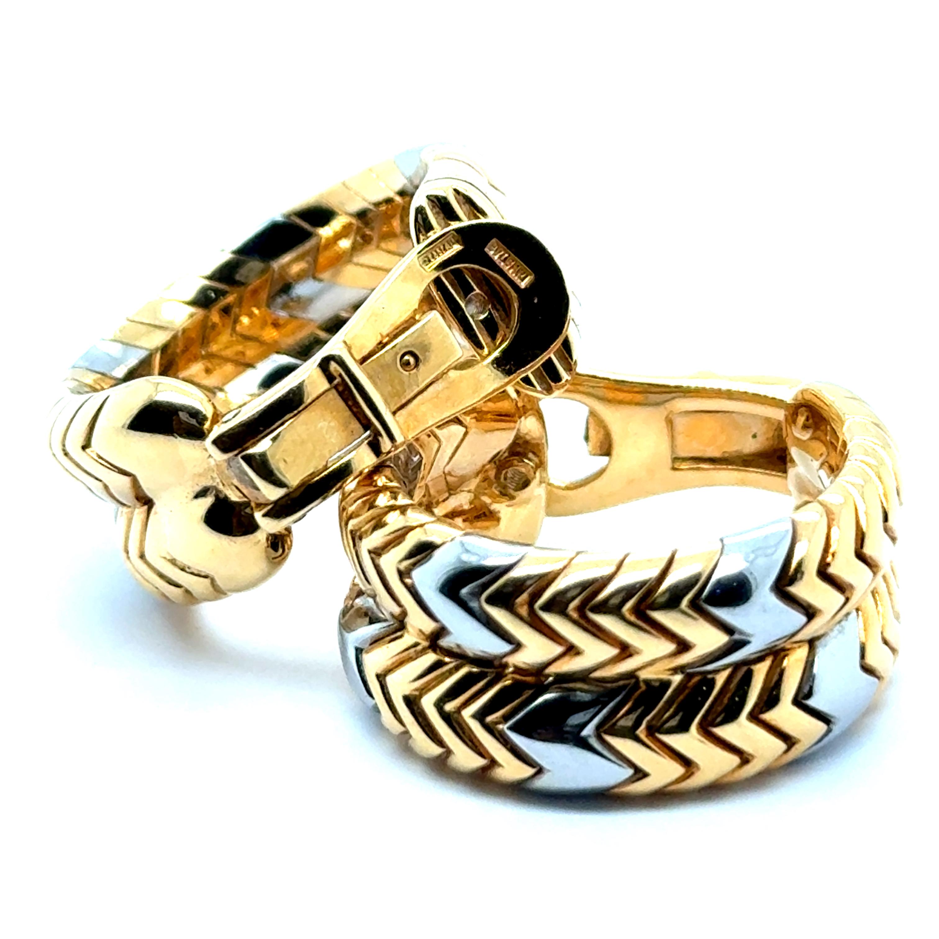 Hoop Earrings from Spiga Collection in 18 Karat Yellow and White Gold by Bvlgari For Sale 5