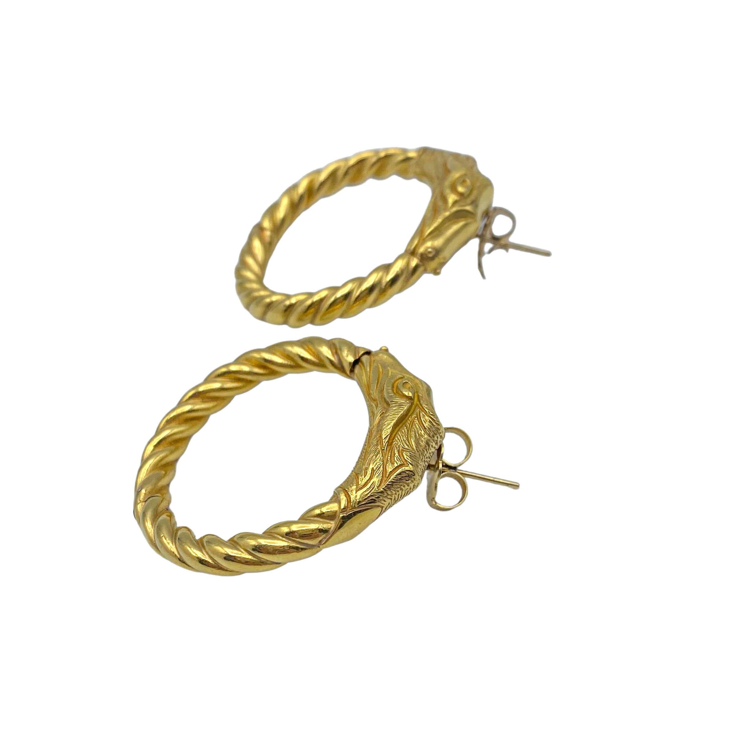 Women's Hoop Earrings Handmade 18 Karat Gold 26.9 Grams