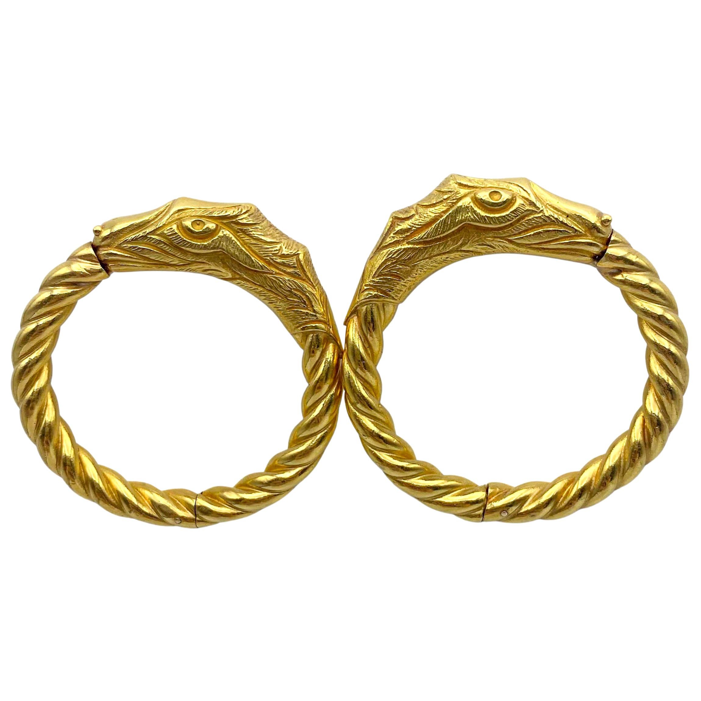 Hoop Earrings Handmade 18 Karat Gold 26.9 Grams
