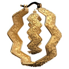 Hoop Earrings in 14k Gold Made in Italy by Oltremare Gioielli, Baroque Earrings