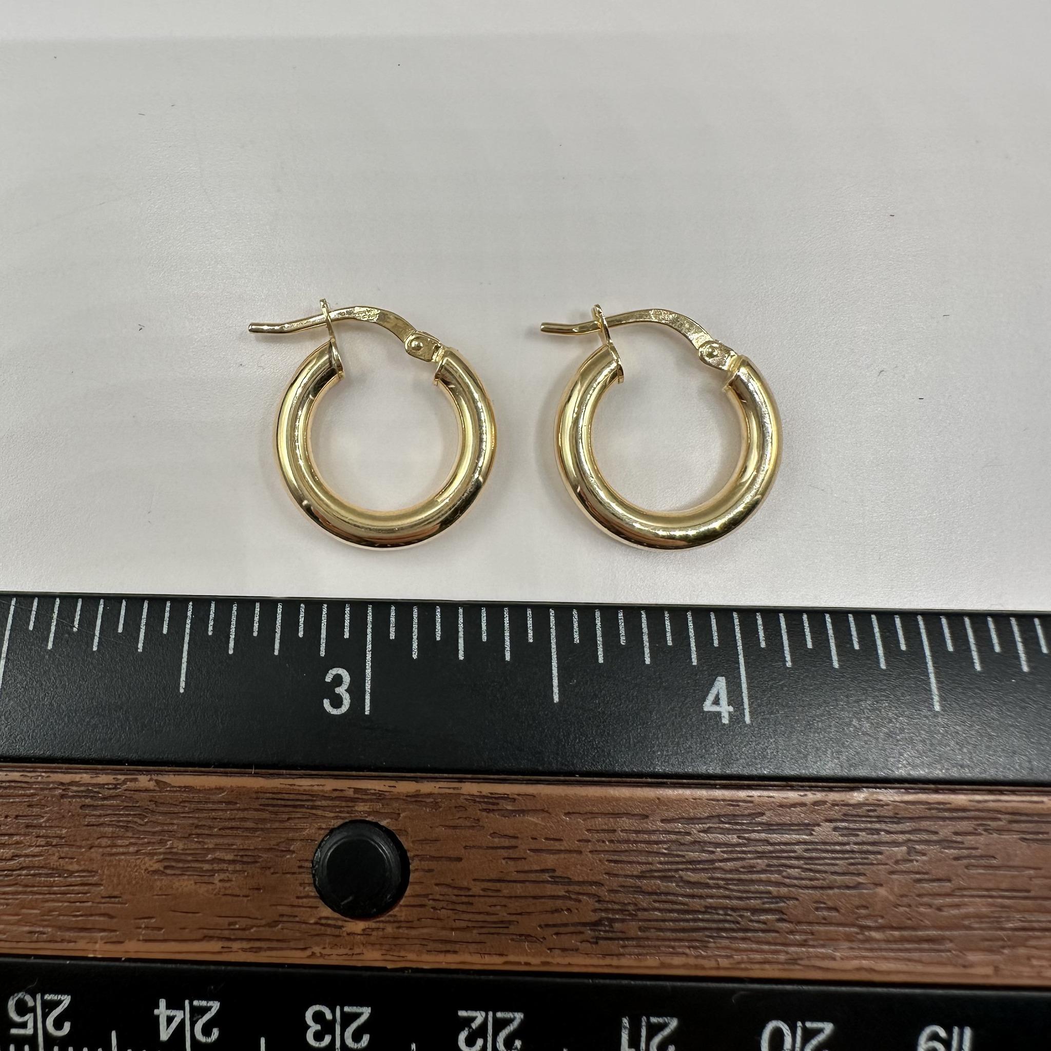 Créoles en or jaune 14kt - 16mm, 2.9mm, 1.3g, New en vente 1