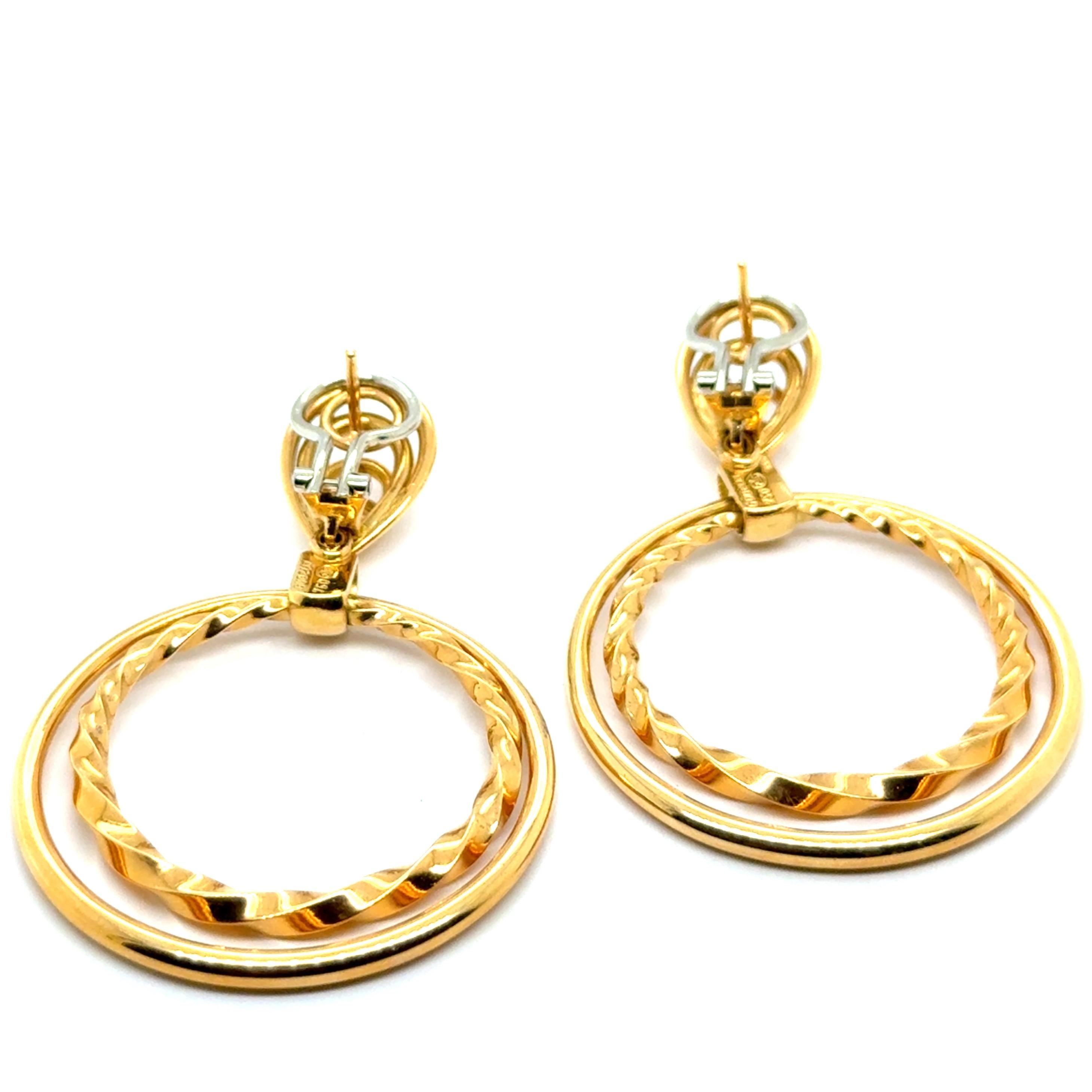 Women's or Men's Hoop Earrings in 18 Karat Yellow Gold by Gübelin For Sale