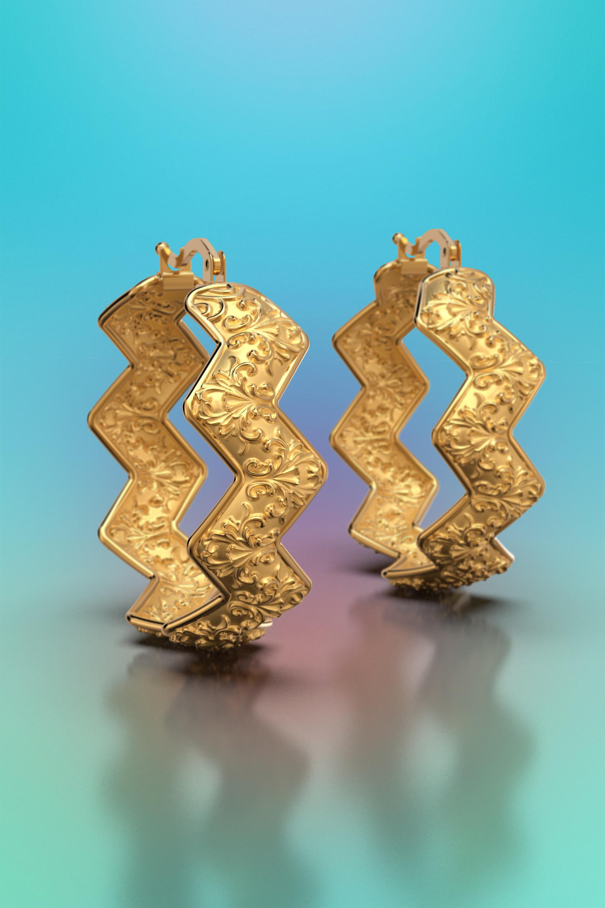 Women's Hoop Earrings in 18k Gold Made in Italy For Sale