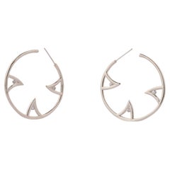 Hoop Earrings in Sterling Silver with White Sapphires