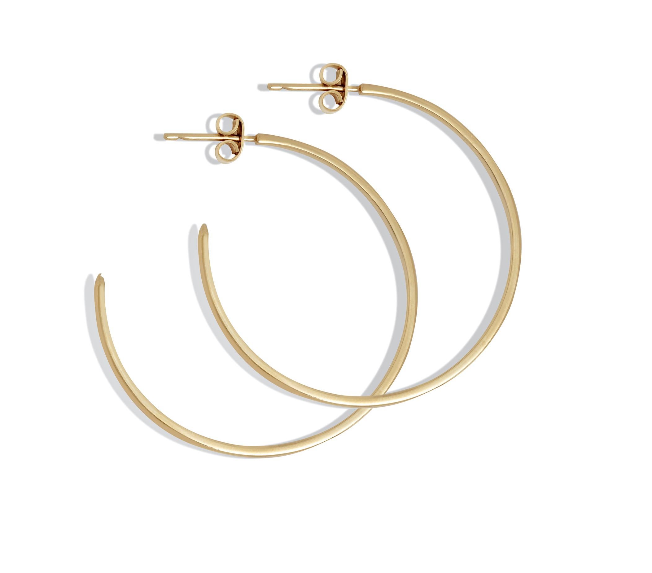 Modern Hoop Earrings in Yellow Gold with White Diamonds by Allison Bryan For Sale