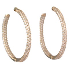 Hoop Earrings set with diamonds 18k pink gold