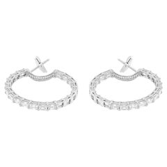 Hoop Earrings with 6 Carat Emerald Cut Diamonds