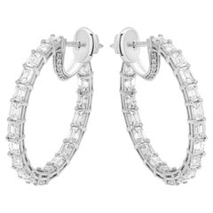 Hoop Earrings with 6 Carat Emerald Cut Diamonds