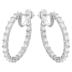 Pendientes de aro con diamantes talla esmeralda de 6 quilates