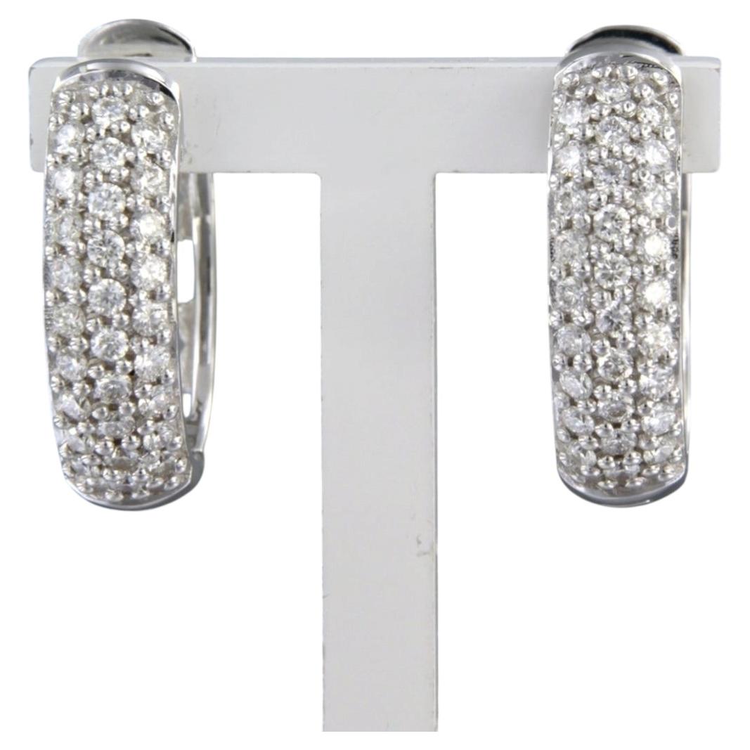 Hoop earrings with brillaint cut diamonds up to 1.20ct 18k gold 12.4 grams