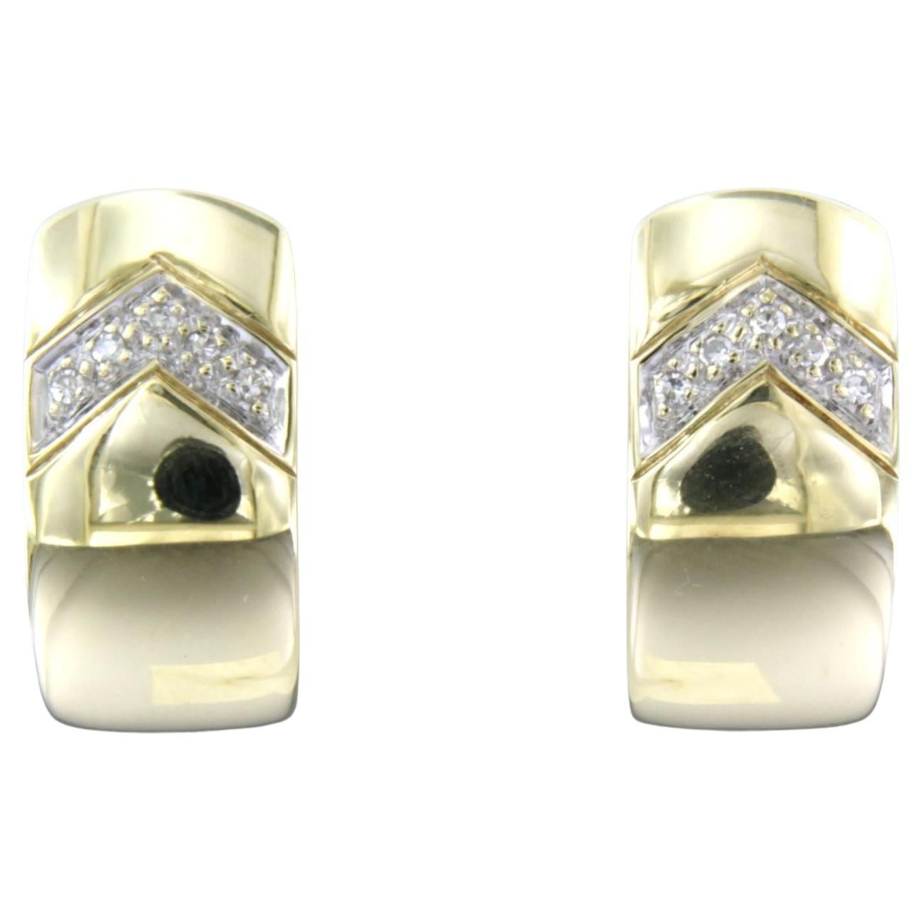 Hoop earrings with brilliant cut diamonds up to 0.16ct 14k gold