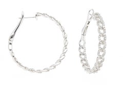 Hoop Earrings with Diamonds Ct 0.79.Gold 18 Kt, Made in Italy