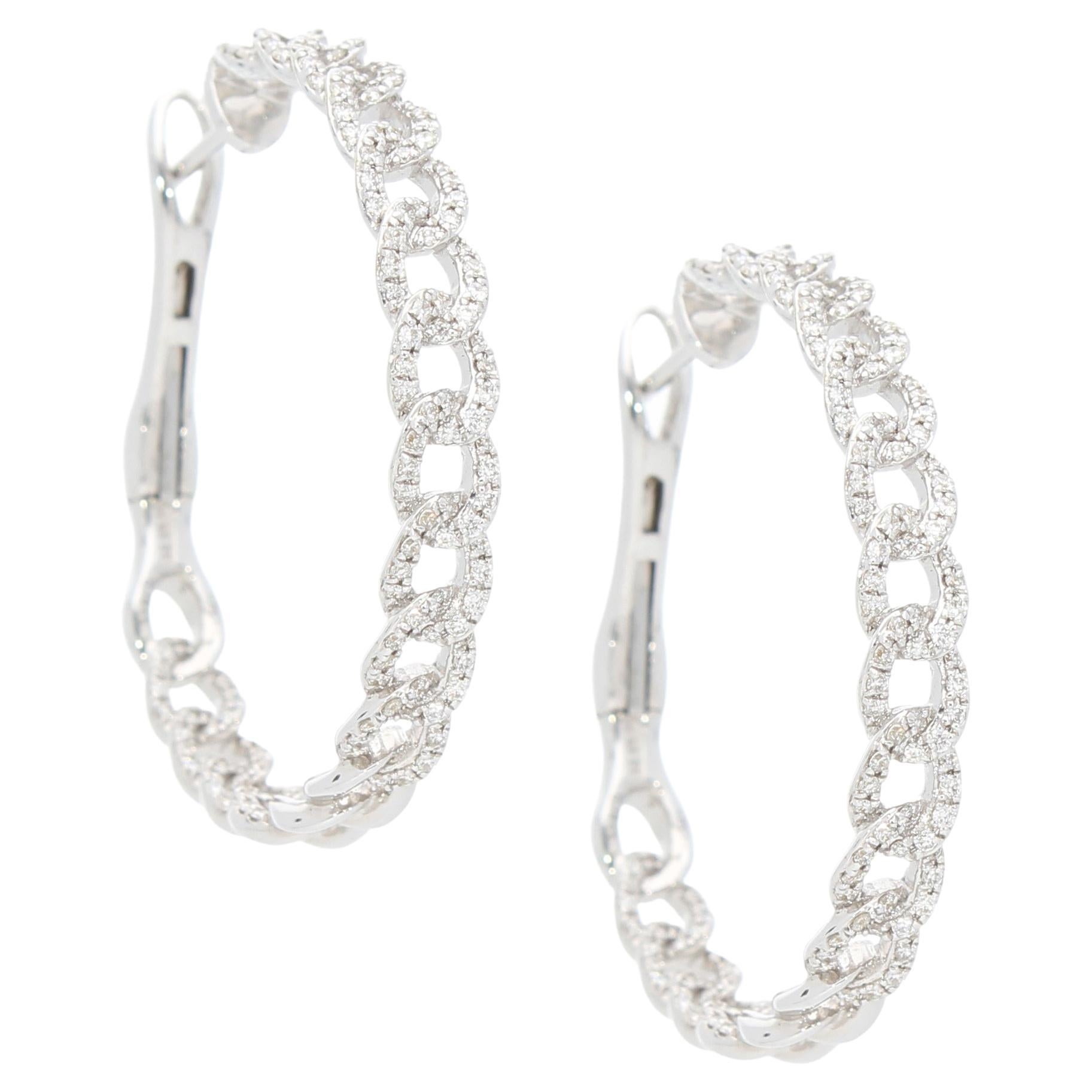 Hoop Earrings with Diamonds Ct 0.79.Gold 18 Kt, Made in Italy For Sale