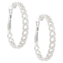 Hoop Earrings with Diamonds Ct 0.79.Gold 18 Kt, Made in Italy