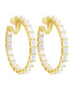 Hoop Earrings with Emerald Cut Diamonds