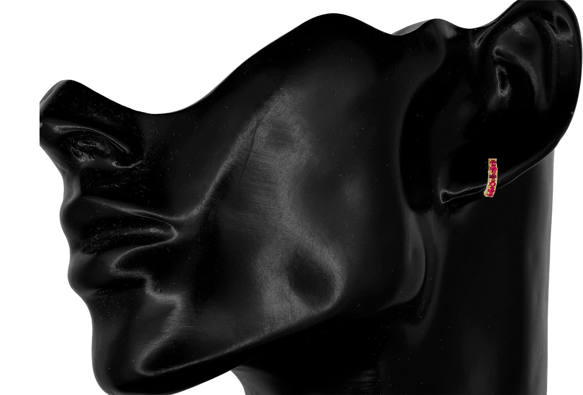 Boucles d'oreilles avec rubis, boucles d'oreilles avec rubis en or 14 carats 3